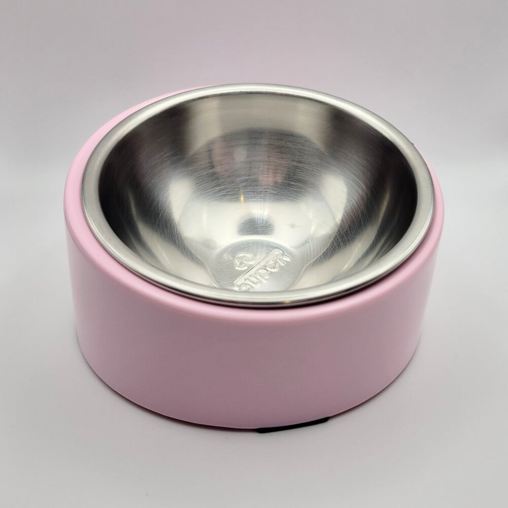 Pink Slanted Dog Bowl, Non-Skid & Non-Spill, Small
